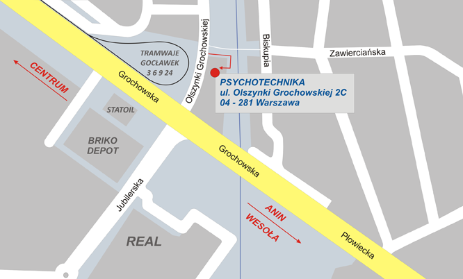 mapa dojazdu psychotechnika